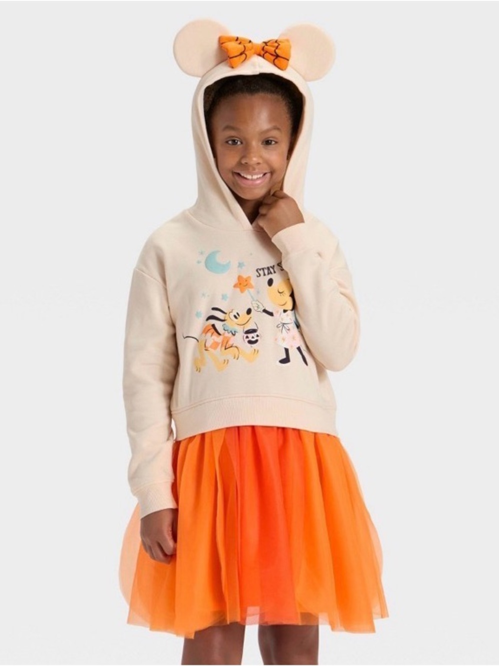 Disney Girls' Minnie & Pluto Halloween Hooded Tulle Dress
